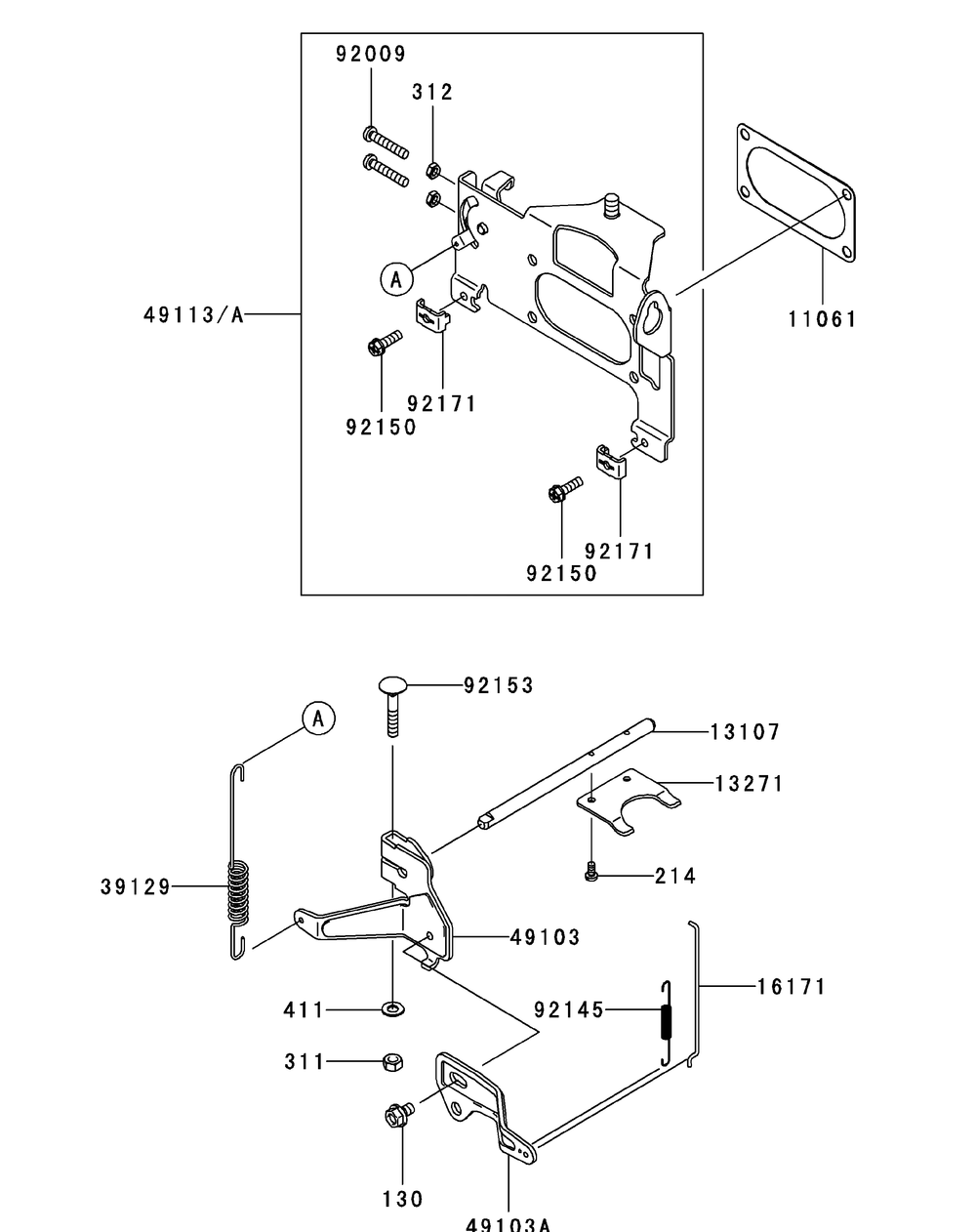 Kawasaki Fxt00v-Bs04 Control Equipment Diagram and Parts List for S7237-KW 53CI8DU8050-37HP Cub Cadet Lawn Tractor